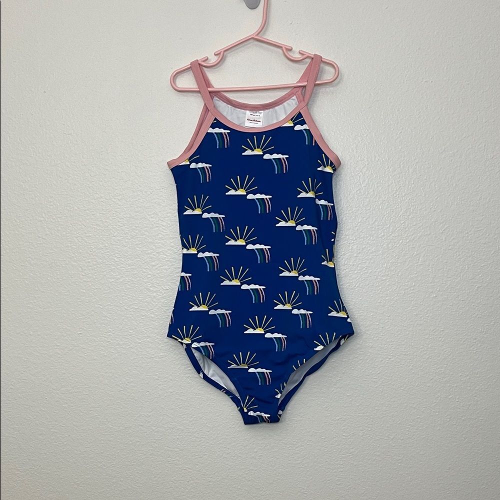 Hanna Andersson Sunblock One Piece Swimsuit Clouds Sunshine and Rainbows